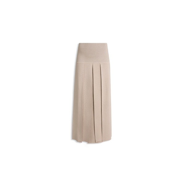 Alaia pleated midi skirt in beige
