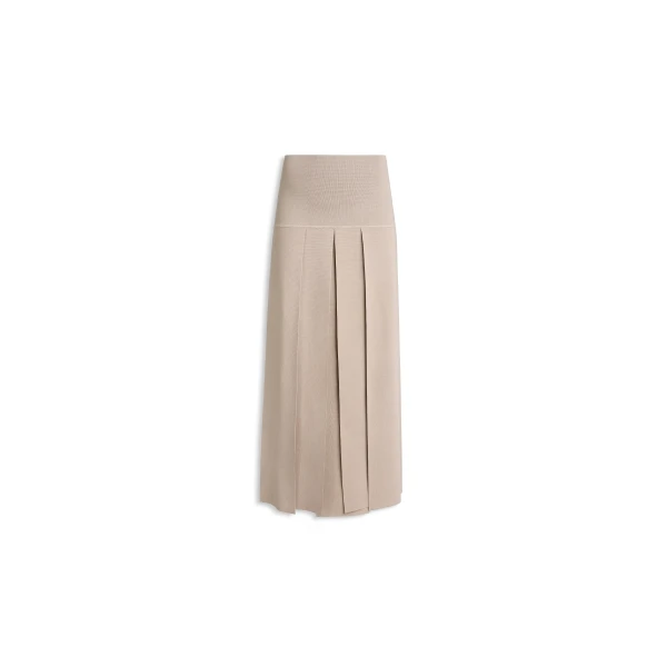 Alaia pleated midi skirt in beige