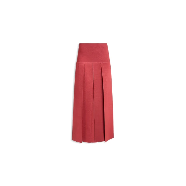 Alaia pleated midi skirt in pompeii red