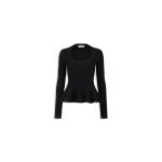 Alaia ribbed peplum top in black