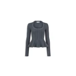Alaia ribbed peplum top in blue grey