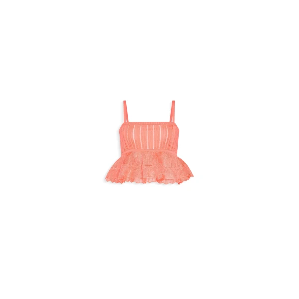 Alaia shiny crinoline top in coral