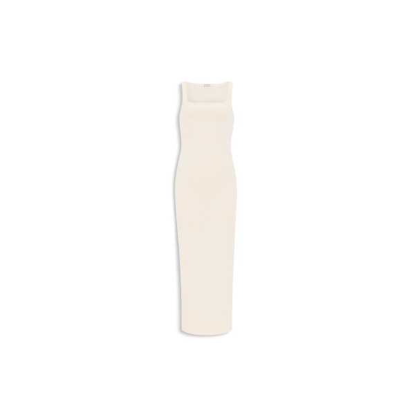 Alaia silk knit bodycon dress in ecru