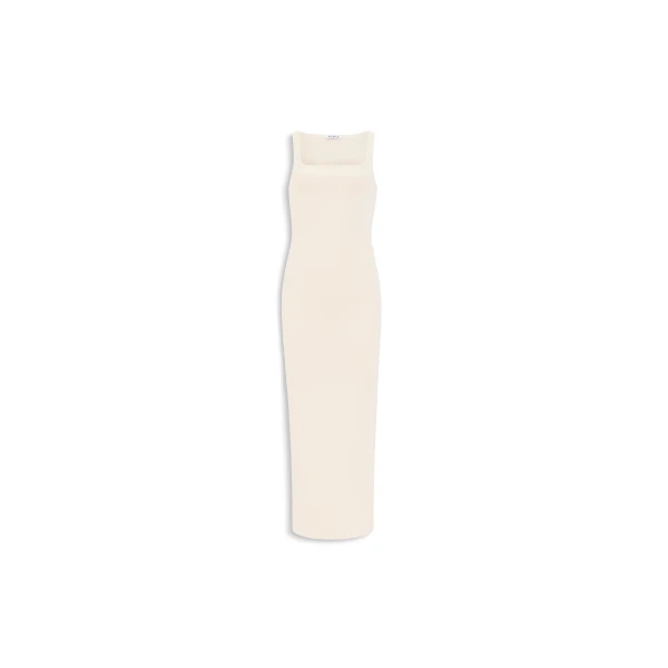 Alaia silk knit bodycon dress in ecru
