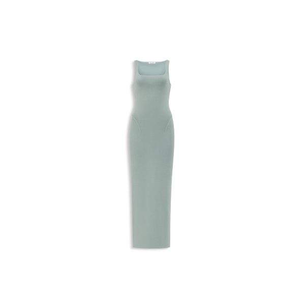 Alaia silk knit bodycon dress in green grey