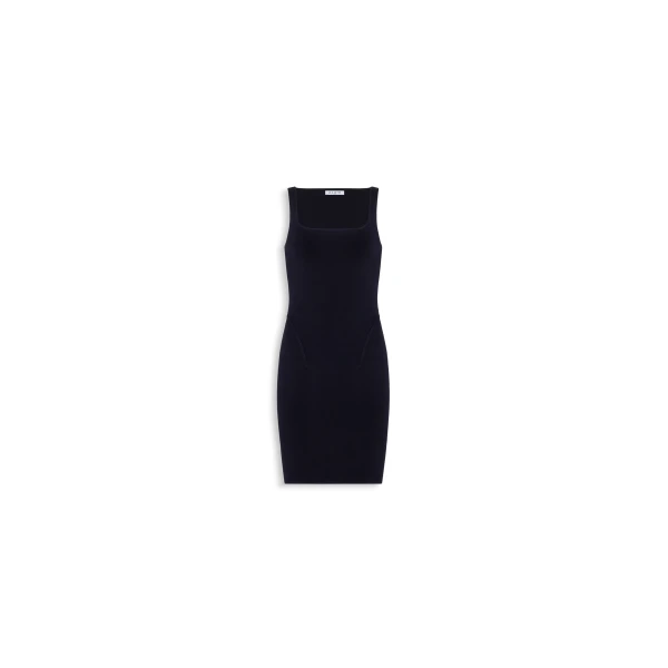 Silk Knit Mini Bodycon Dress in Black