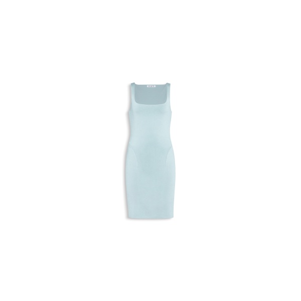 Alaia silk knit mini bodycon dress in horizon