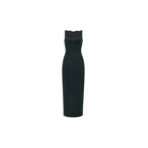 Velvet Bodycon Dress in Bottle Green