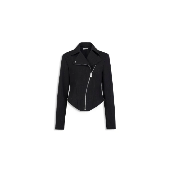 Alaia wool denim biker jacket