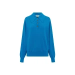 Claudia Azure Knit Polo by Alemais - Knitwear Alémais Claudia Azure Knit Polo
