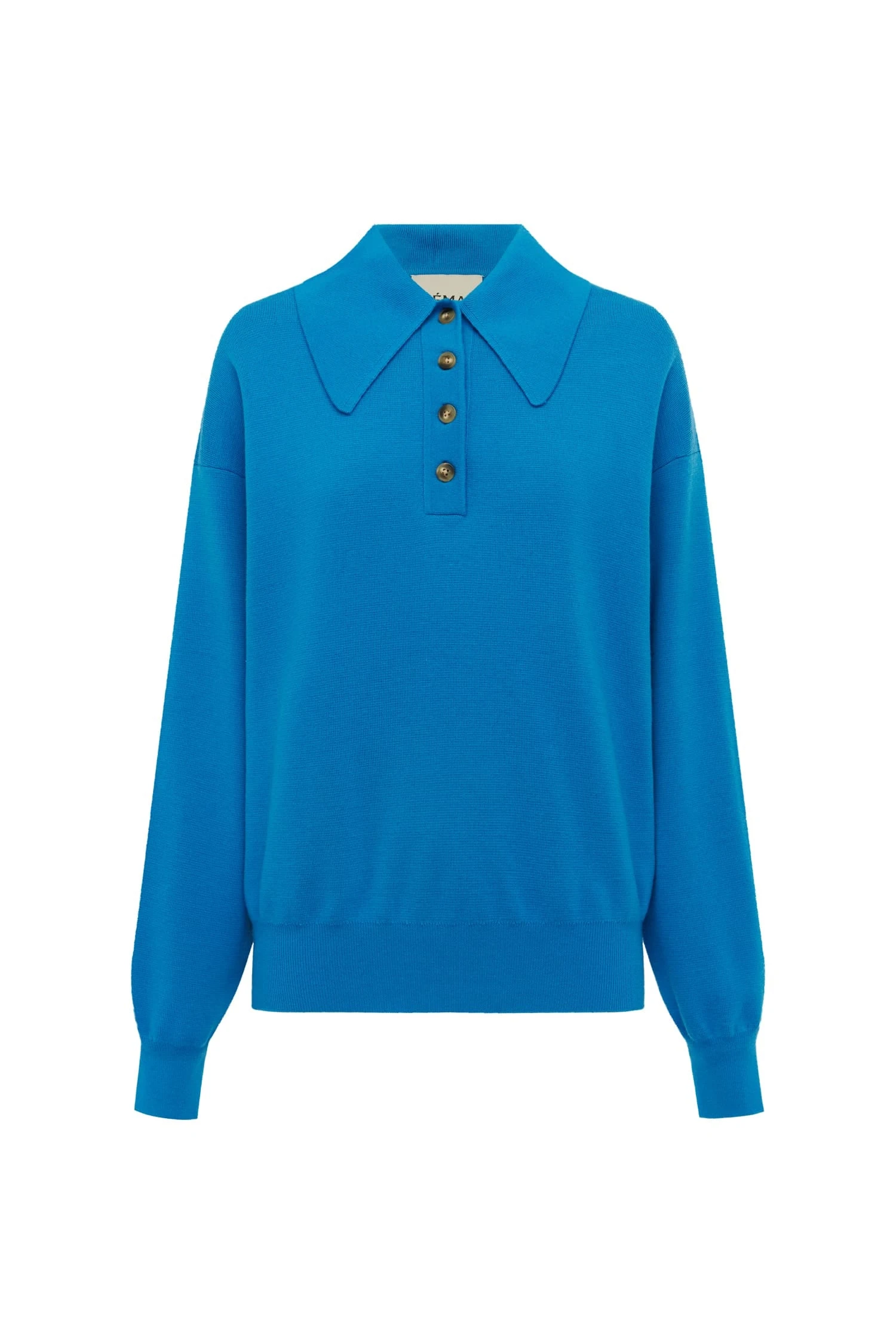 Claudia Azure Knit Polo by Alemais - Knitwear Alémais Claudia Azure Knit Polo