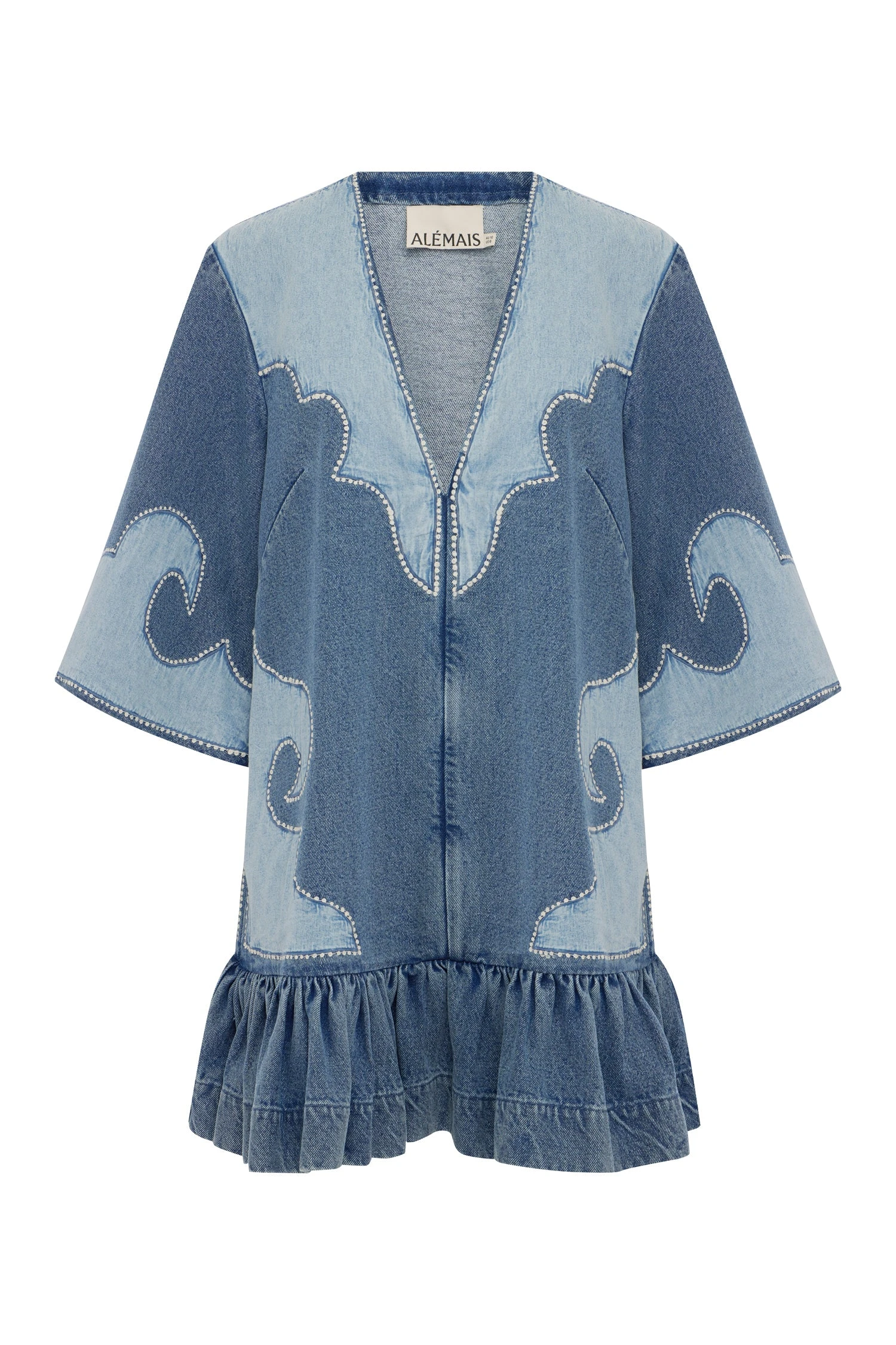 Jesse Denim Applique Mini Dress by Alemais - Dresses Alemais Jesse Denim Applique Mini Dress