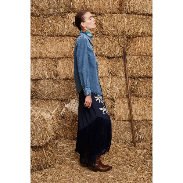 Alemais Jesse Denim Applique Shirt, view 3