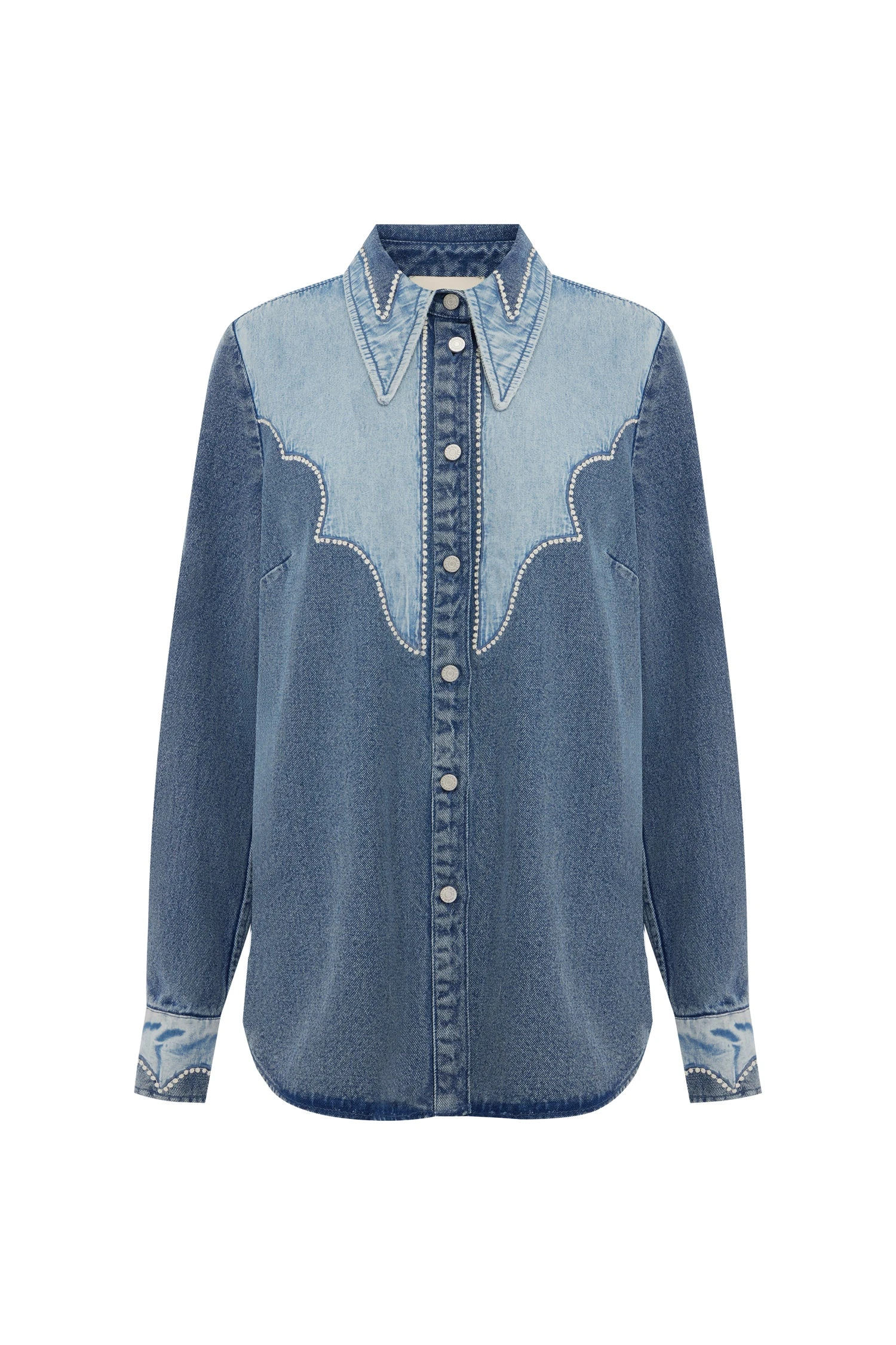Jesse Denim Applique Shirt by Alemais - Tops Alemais Jesse Denim Applique Shirt
