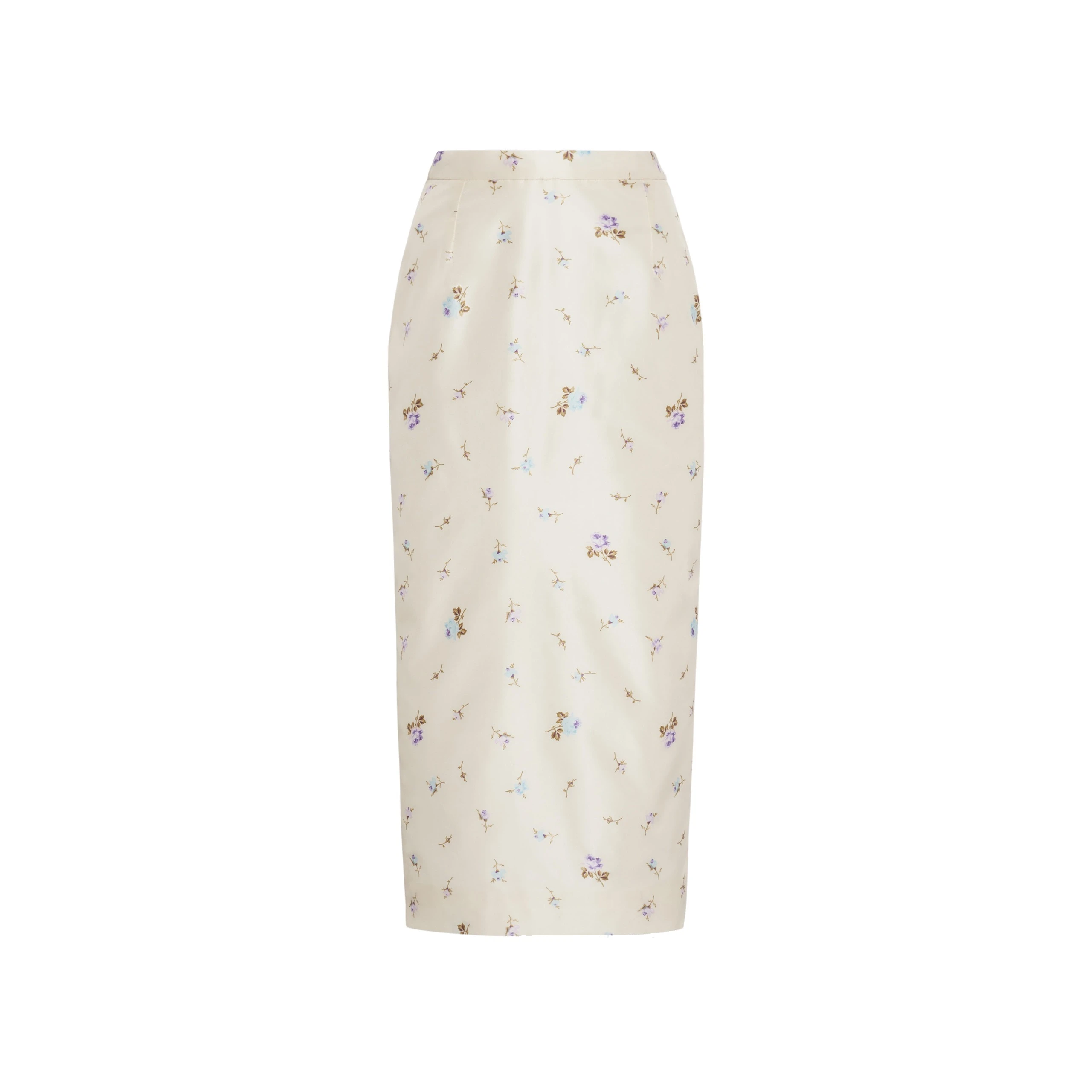 Alessandra Rich Floral-Print Silk Taffeta Midi Skirt in White and Multi Alessandra Rich Floral-Print Silk Taffeta Midi Skirt in White and Multi