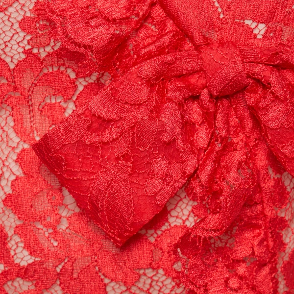 Alessandra Rich Lace High Neck Evening Dress in Red, view 6