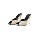 Alessandra Rich Leather Knot Mules 105 in Ice