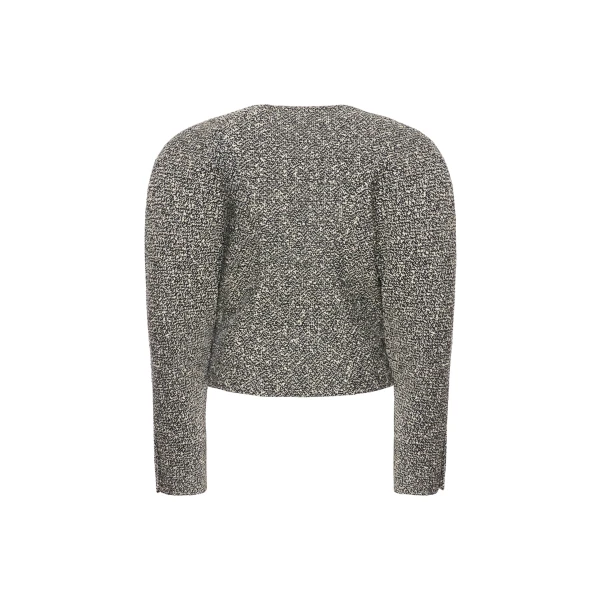 Alessandra Rich Melange Sequin Tweed Jacket in Black and White Melange, view 5