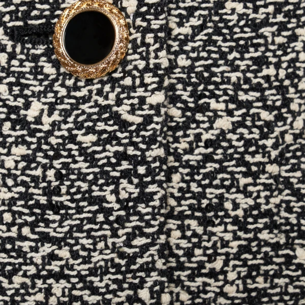 Alessandra Rich Melange Sequin Tweed Jacket in Black and White Melange, view 6
