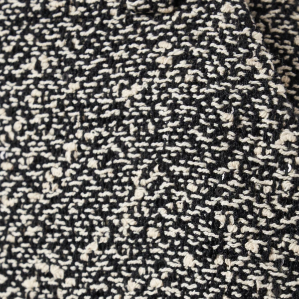 Alessandra Rich Melange Sequin Tweed Midi Skirt in Black and White Melange, view 6