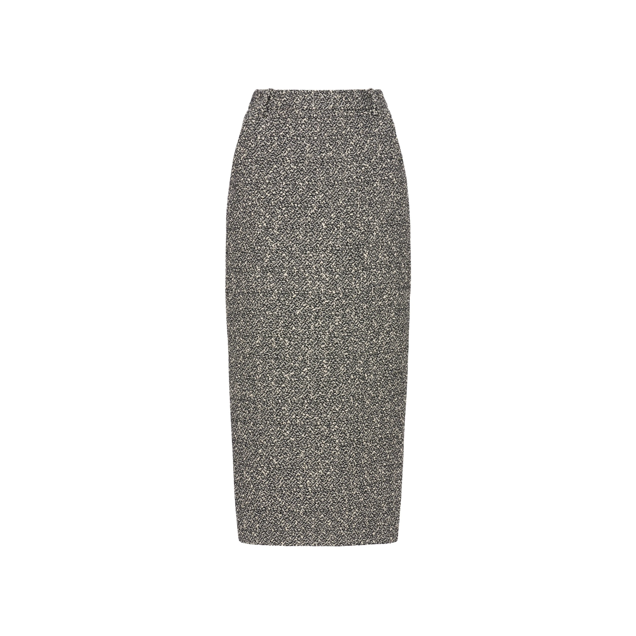 Alessandra Rich Melange Sequin Tweed Midi Skirt in Black and White Melange Alessandra Rich Melange Sequin Tweed Midi Skirt in Black and White Melange