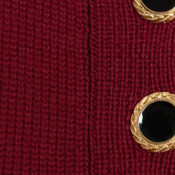 Alessandra Rich Merino Wool Knit Lace-Knit Polo in Bordeaux, view 6