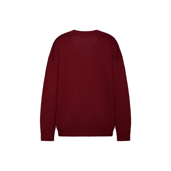 Alessandra Rich Merino Wool Lace-Knit Cardigan in Bordeaux, view 5