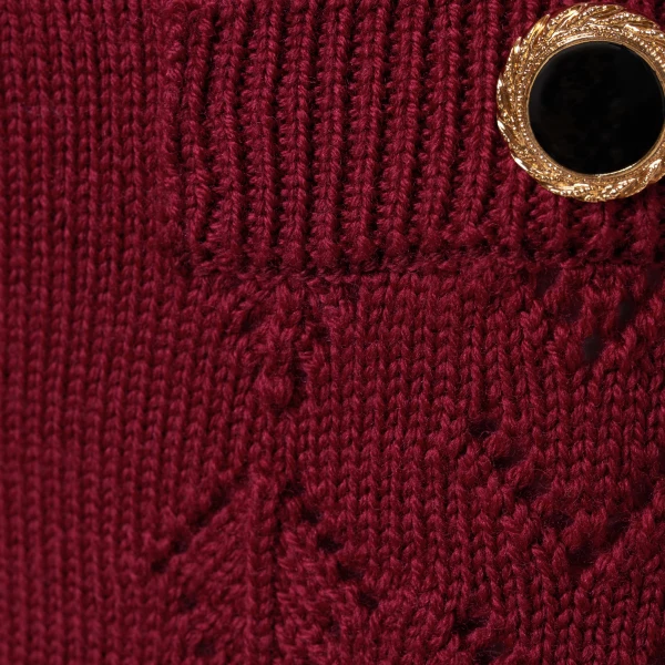 Alessandra Rich Merino Wool Lace-Knit Midi Skirt in Bordeaux, view 6