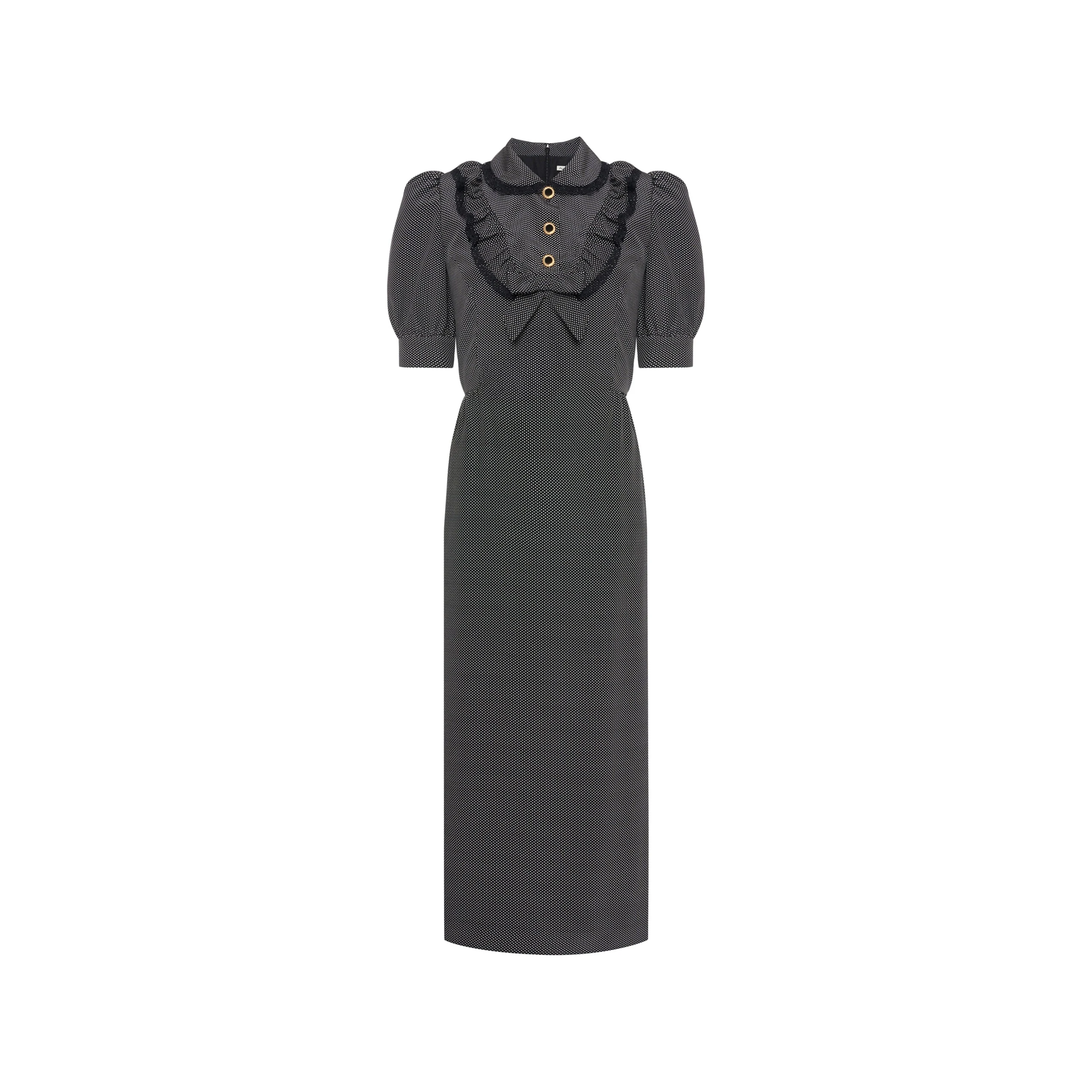 Alessandra Rich Polka-Dot Silk Midi Dress in Black and White Alessandra Rich Polka-Dot Silk Midi Dress in Black and White