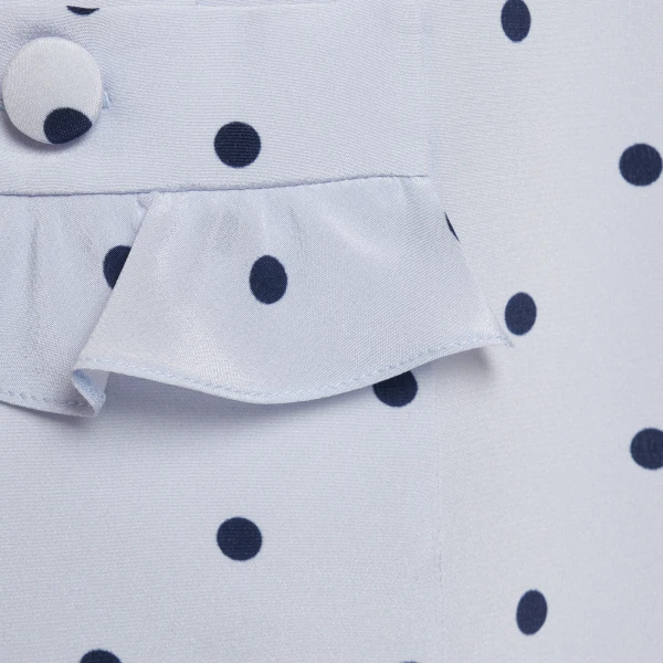 Alessandra Rich Polka-Dot Silk Mini Dress with Pockets in Light Blue and Blue, view 6