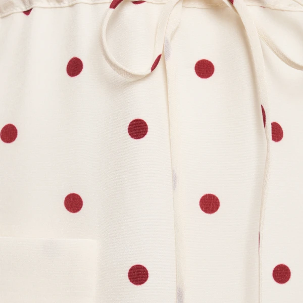Alessandra Rich Polka-Dot Silk Mini Dress with Scooped Neckline in Cream and Bordeaux, view 6