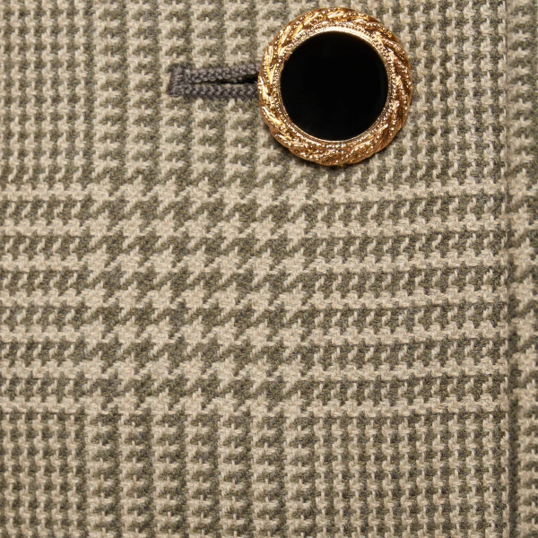 Alessandra Rich Prince of Wales Wool Jacket in Green and Beige, view 6