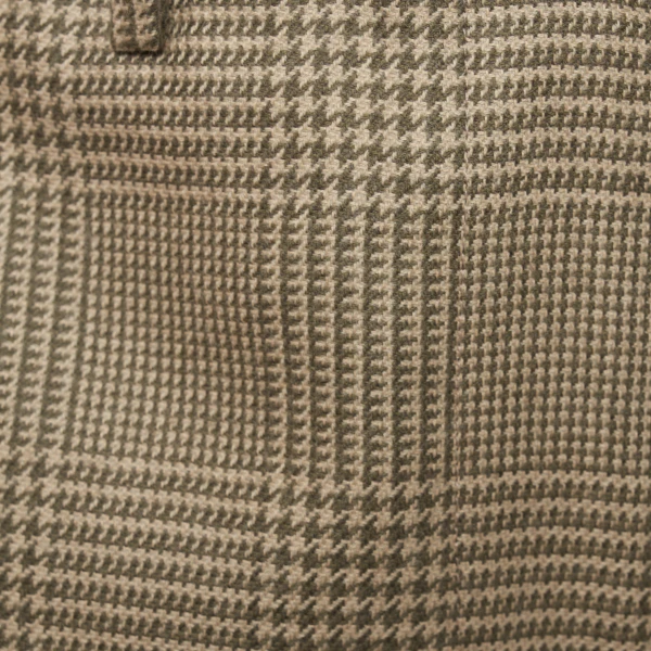Alessandra Rich Prince of Wales Wool Shorts in Green and Beige, view 6