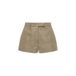 Alessandra Rich Prince of Wales Wool Shorts in Green and Beige