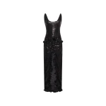 Alessandra Rich Sequin-Embroidered Silk Evening Dress in Black
