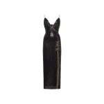 Alessandra Rich Sequin-Embroidered Silk Slip Dress in Black