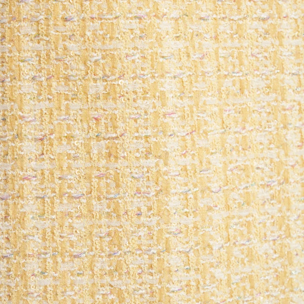 Alessandra Rich Sequin Tweed Midi Skirt in Pale Yellow and White, view 6