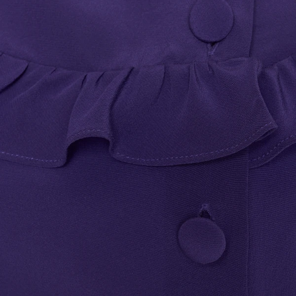 Alessandra Rich Silk Blouse with Ruffles in Purple, view 6