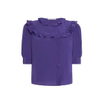 Alessandra Rich Silk Blouse with Ruffles in Purple