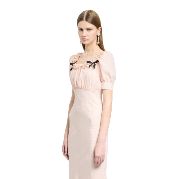 Alessandra Rich Silk Jacquard Dress with Square Neckline in Light Pink, view 3