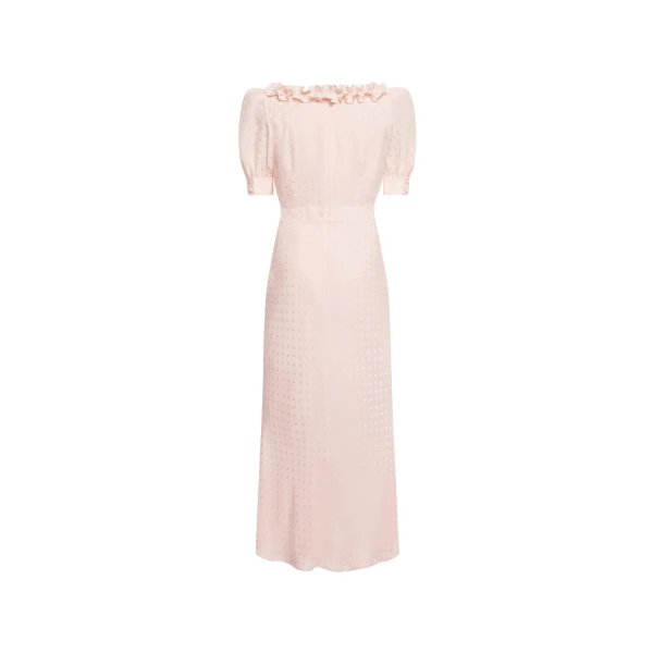 Alessandra Rich Silk Jacquard Dress with Square Neckline in Light Pink, view 5