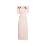 Alessandra Rich Silk Jacquard Dress with Square Neckline in Light Pink