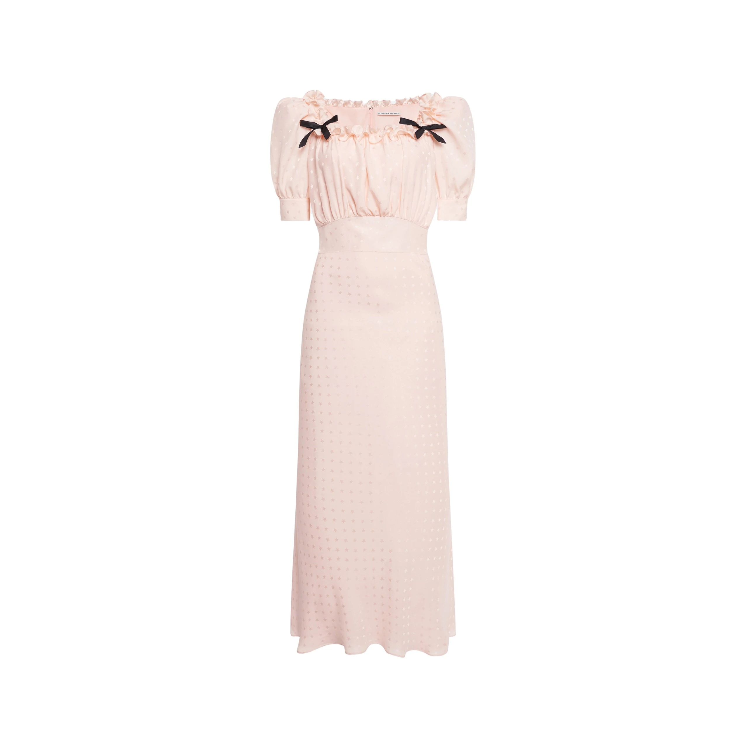 Alessandra Rich Silk Jacquard Dress with Square Neckline in Light Pink Alessandra Rich Silk Jacquard Dress with Square Neckline in Light Pink