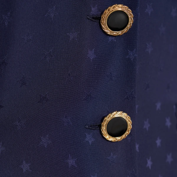 Alessandra Rich Silk Jacquard Mini Dress with Buckles in Navy Blue, view 6