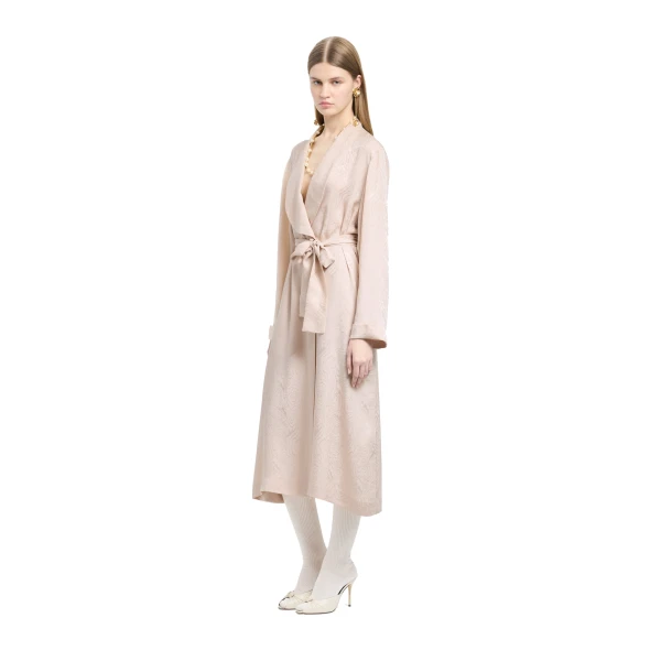 Alessandra Rich Silk Jacquard Robe in Blush, view 2