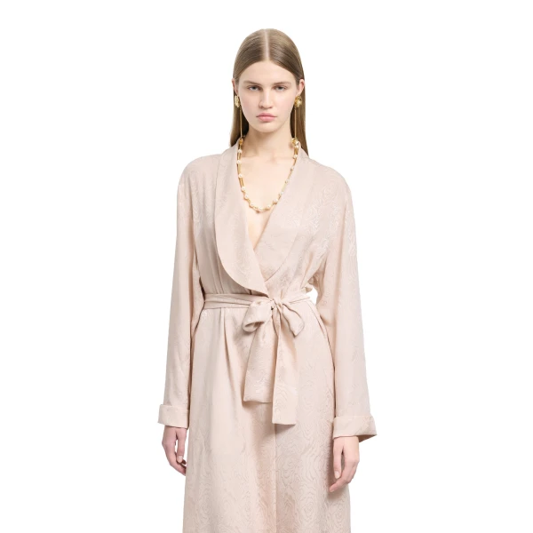 Alessandra Rich Silk Jacquard Robe in Blush, view 3
