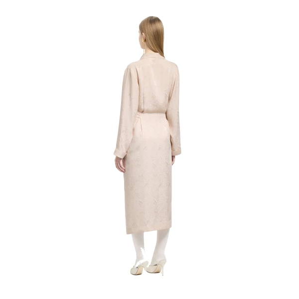 Alessandra Rich Silk Jacquard Robe in Blush, view 4