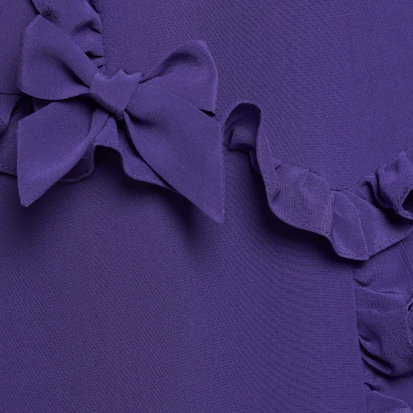 Alessandra Rich Silk Midi Dress with Ruffles in Purple, view 6