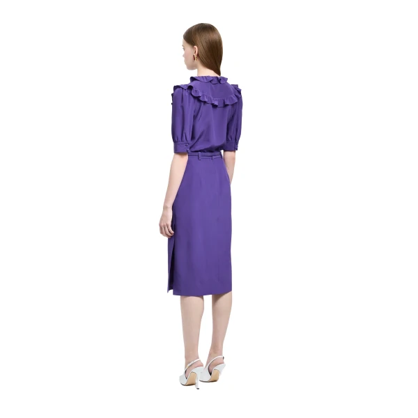Alessandra Rich Silk Midi Skirt in Purple, view 4