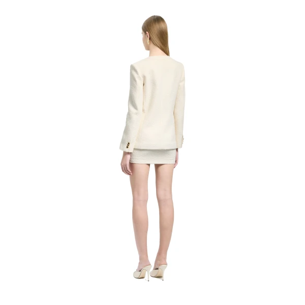 Alessandra Rich Tweed Bouclé Jacket in Ivory, view 4